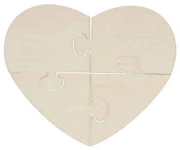 Holzpuzzle Herz 4-teilig - 6 Stk.