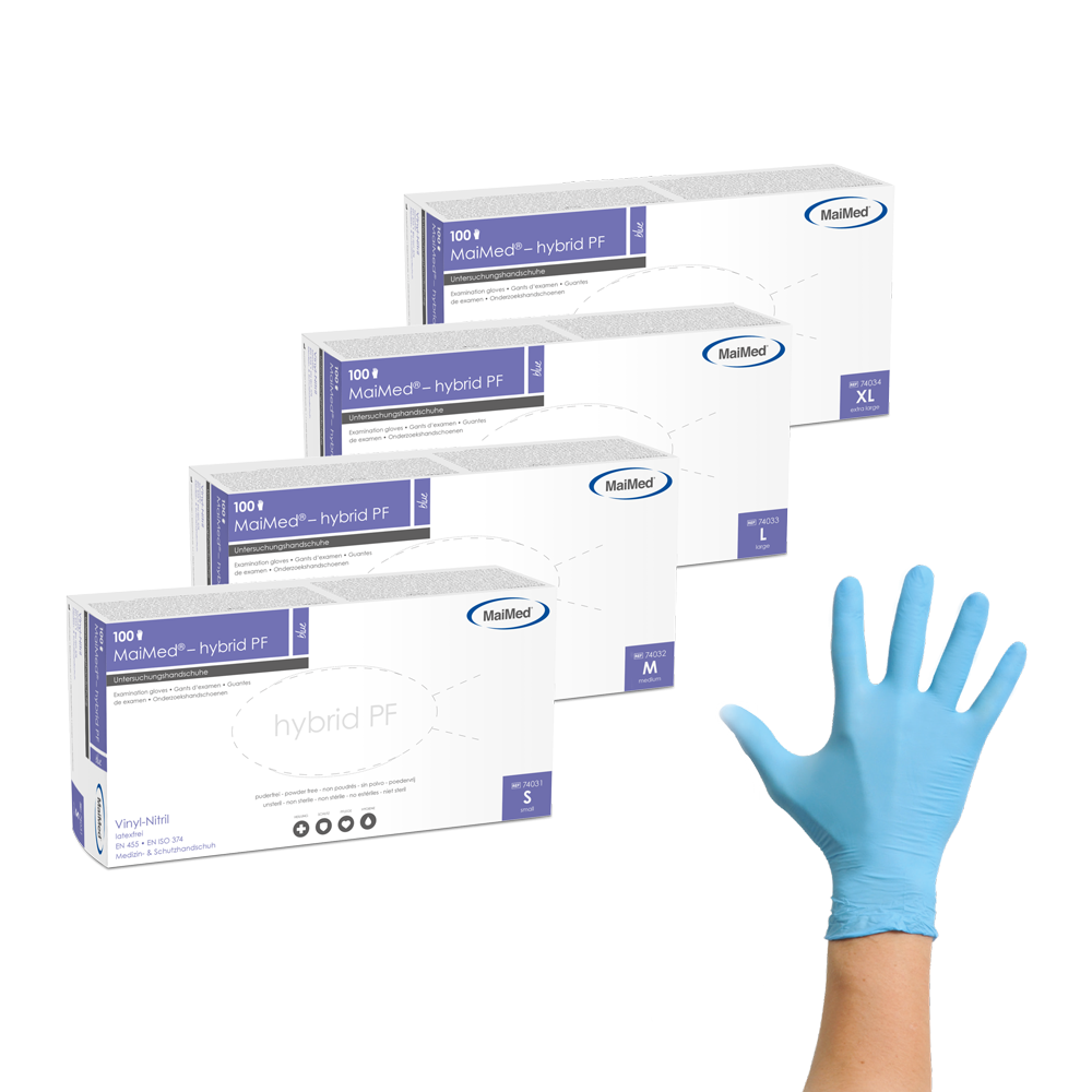 MaiMed® hybrid, PF, blau - Einmalhandschuhe aus Materialmischung (Vinyl und Nitril)