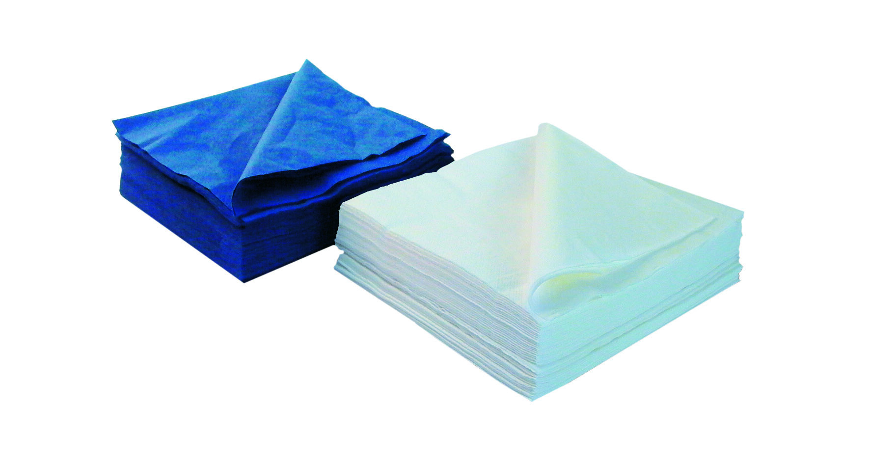 Monoart® Zelltuchservietten blau, weiß, 2- lagig, 3- lagig, 4- lagig, 40x40cm, 1/4 Falz