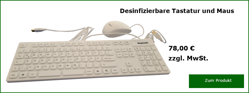 Desinfizierbare Tastatur und Maus weiss für 78 € zzgl. MwSt.M